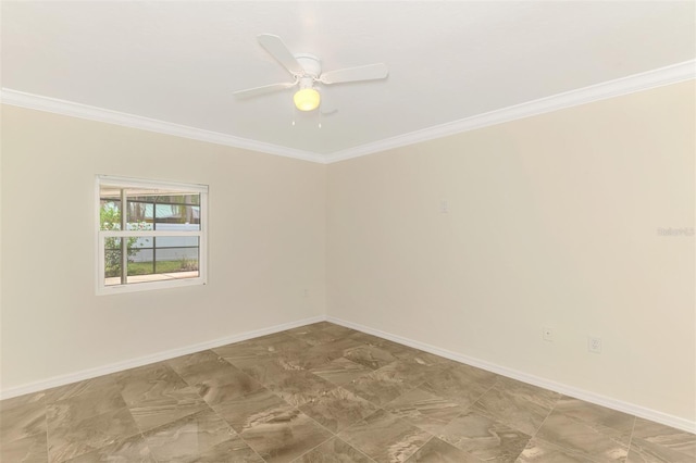 5124 Palm Aire Dr, Sarasota, FL 34243 - spare room featuring ornamental molding and a ceiling fan