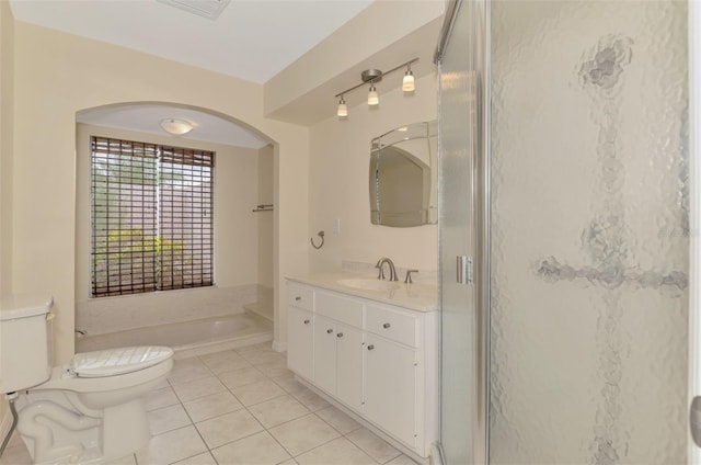 5124 Palm Aire Dr, Sarasota, FL 34243 - bathroom with tile patterned flooring, vanity, a bath, and a stall shower