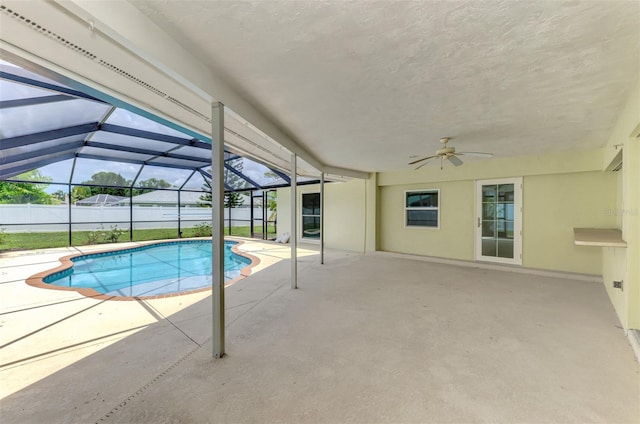 5124 Palm Aire Dr, Sarasota, FL 34243 - view of pool featuring a ceiling fan, a patio, and a lanai