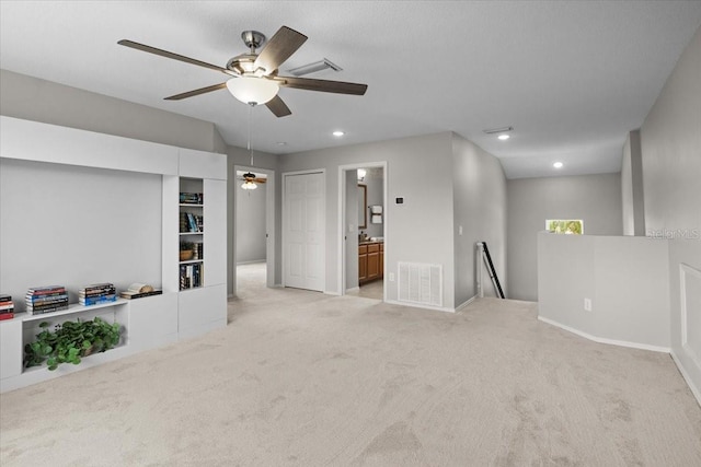 11839 Shrewsbury Ln, Parrish, FL 34219 - empty room with a ceiling fan, light colored carpet, and recessed lighting