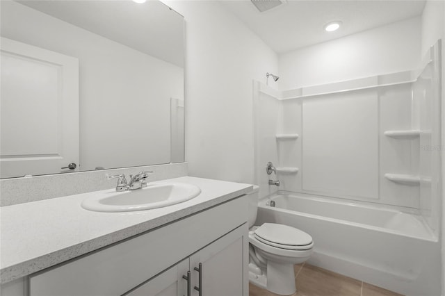 8705 Winter Breeze Way, Sarasota, FL 34241 - bathroom featuring vanity, bathing tub / shower combination, tile patterned floors, and recessed lighting