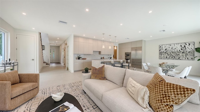 2590 Floyd St, Sarasota, FL 34239 - living area with stairway and recessed lighting