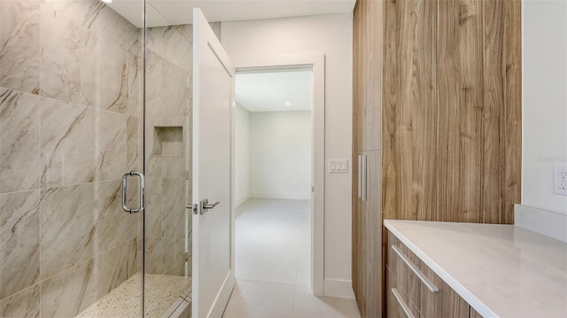 2590 Floyd St, Sarasota, FL 34239 - full bathroom with a shower stall and tile patterned flooring