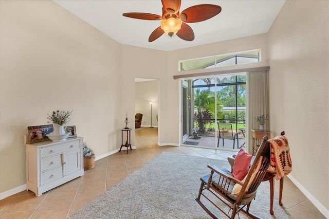 6312 41st Ct E, Sarasota, FL 34243 - sitting room with light tile patterned flooring and a ceiling fan