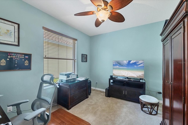 6312 41st Ct E, Sarasota, FL 34243 - office with a ceiling fan and light colored carpet