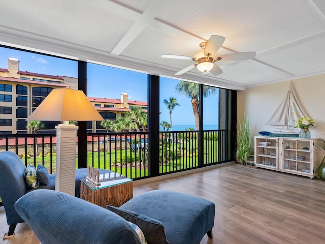 8710 Midnight Pass Rd Unit 205, Sarasota, FL 34242 - sunroom featuring plenty of natural light and coffered ceiling