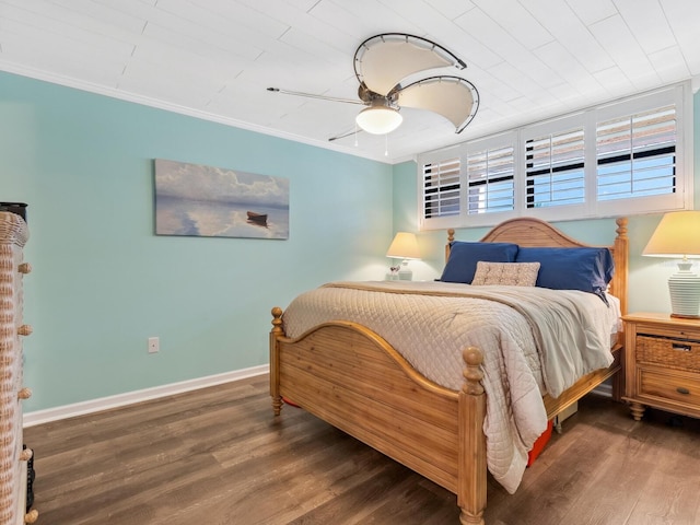 8710 Midnight Pass Rd Unit 205, Sarasota, FL 34242 - bedroom with wood finished floors, a ceiling fan, and ornamental molding