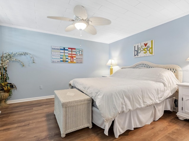 8710 Midnight Pass Rd Unit 205, Sarasota, FL 34242 - bedroom featuring ornamental molding, wood finished floors, and a ceiling fan