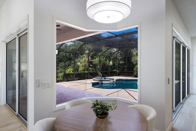 7211 Marston Ct, University Park, FL 34201 - view of pool with a patio, a pool with connected hot tub, and glass enclosure