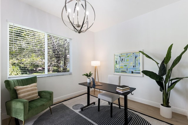 7211 Marston Ct, University Park, FL 34201 - office with a chandelier and wood finished floors