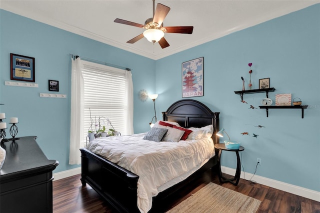 17426 Tailfeather Ct, Clermont, FL 34711 - bedroom featuring wood finished floors, ornamental molding, and ceiling fan