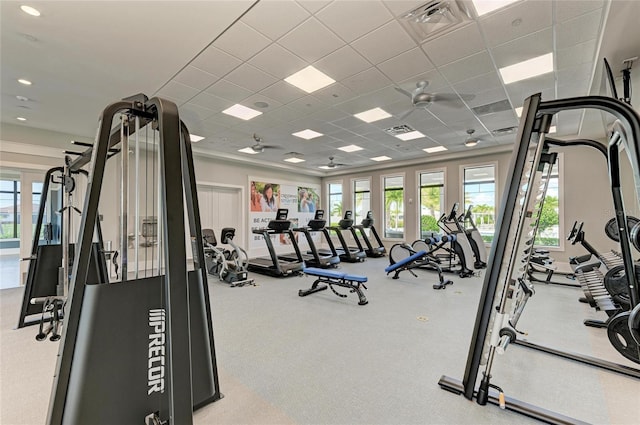 4915 Kiva Cir, Bradenton, FL 34211 - exercise room with a drop ceiling and recessed lighting