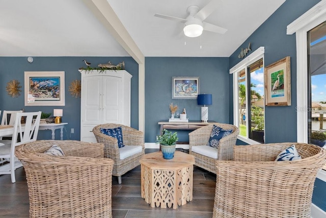 3850 Catalina Dr, Bradenton, FL 34210 - living area with a ceiling fan and baseboards