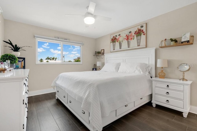 3850 Catalina Dr, Bradenton, FL 34210 - bedroom with dark wood finished floors and a ceiling fan
