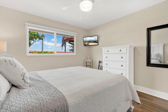 3850 Catalina Dr, Bradenton, FL 34210 - bedroom featuring dark wood-type flooring and ceiling fan