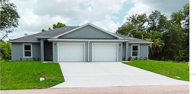 2078 Dorion St, Port Charlotte, FL 33948 - ranch-style home featuring a garage, a front lawn, concrete driveway, and stucco siding