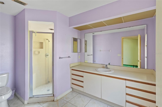 4805 Cypress Lake Ct, Sarasota, FL 34243 - bathroom featuring a shower stall, vanity, and tile patterned flooring