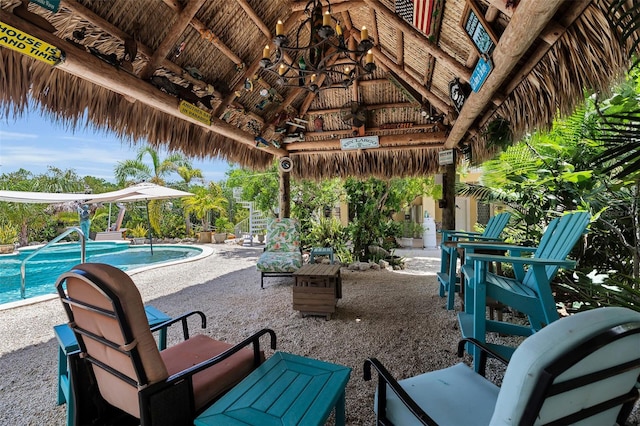 830 Egret Ln, Key Largo, FL 33037 - view of patio / terrace with a gazebo and an outdoor pool