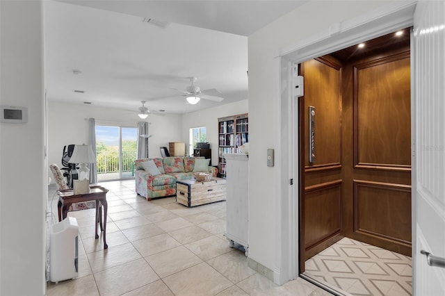 830 Egret Ln, Key Largo, FL 33037 - hallway featuring elevator and light tile patterned floors