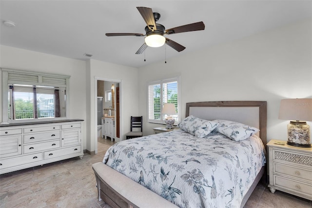 830 Egret Ln, Key Largo, FL 33037 - bedroom featuring ceiling fan and ensuite bath