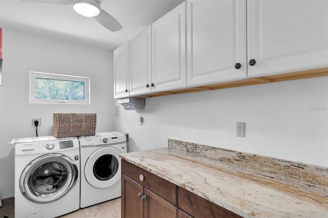 830 Egret Ln, Key Largo, FL 33037 - laundry room with cabinet space, separate washer and dryer, and ceiling fan