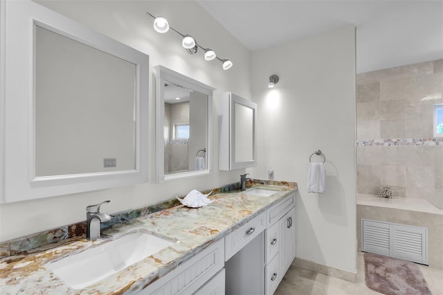 830 Egret Ln, Key Largo, FL 33037 - bathroom featuring double vanity and tile patterned floors