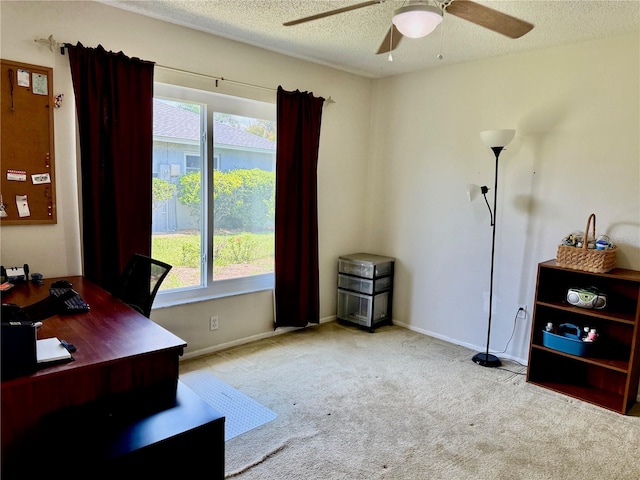 6806 18th Ave W, Bradenton, FL 34209 - office area with a ceiling fan, carpet flooring, and a textured ceiling