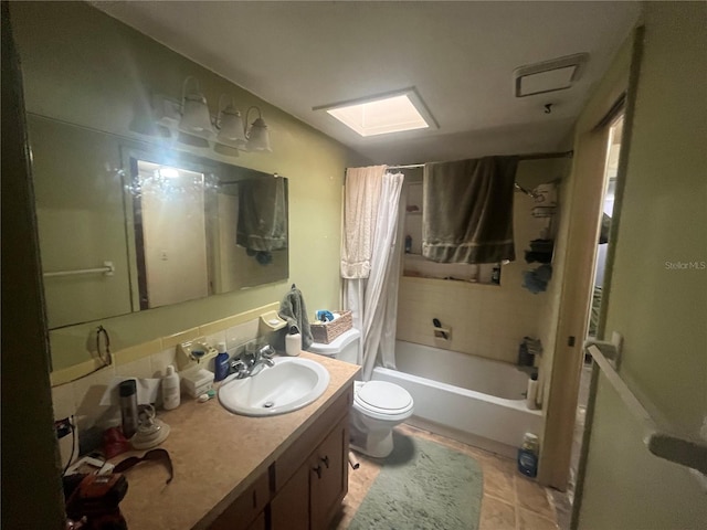 11234 Areca Dr, Port Richey, FL 34668 - full bathroom with vanity, shower / bath combination with curtain, and tile patterned floors