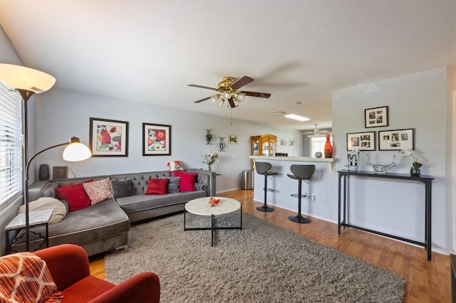 4508 101st St W Unit A, Bradenton, FL 34210 - living area with wood finished floors and ceiling fan