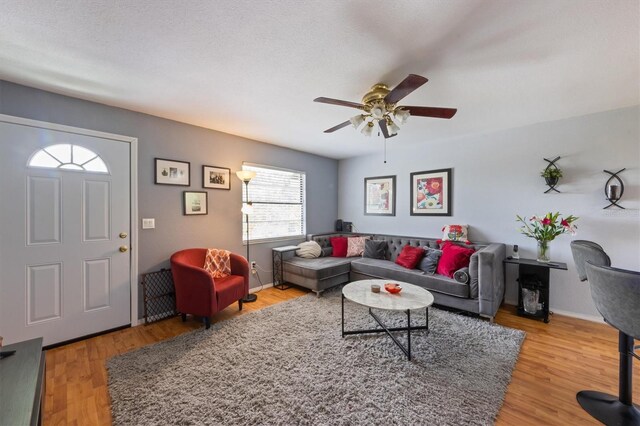 4508 101st St W Unit A, Bradenton, FL 34210 - living area featuring a ceiling fan and wood finished floors