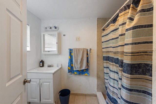 4508 101st St W Unit A, Bradenton, FL 34210 - full bathroom featuring tile patterned floors, vanity, and a shower with curtain