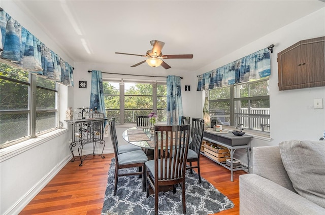 4481 Lagg Ave, Fort Myers, FL 33901 - dining area featuring a ceiling fan and wood finished floors
