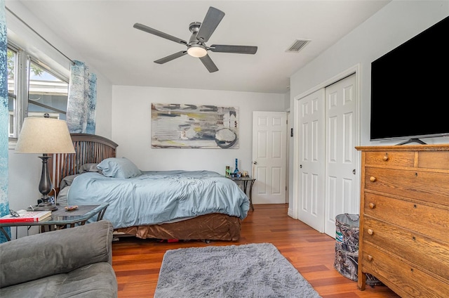 4481 Lagg Ave, Fort Myers, FL 33901 - bedroom featuring wood finished floors, a closet, and a ceiling fan