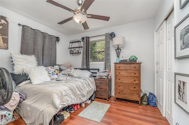 4481 Lagg Ave, Fort Myers, FL 33901 - bedroom with a closet, wood finished floors, and a ceiling fan