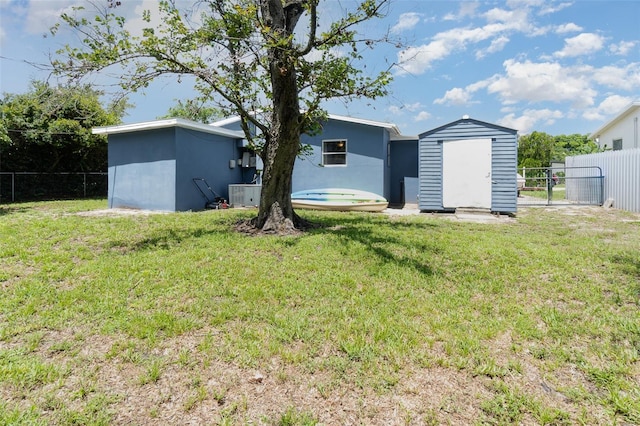 4481 Lagg Ave, Fort Myers, FL 33901 - back of property with a shed, a fenced backyard, and stucco siding