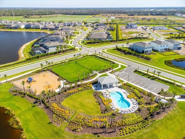 9292 Tequila Sunrise Dr, Sarasota, FL 34241 - aerial view of residential area with a pool and a nearby body of water