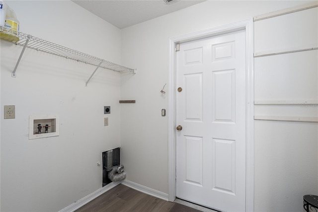 6114 68th Dr E, Palmetto, FL 34221 - washroom featuring electric dryer hookup, hookup for a washing machine, and dark wood finished floors
