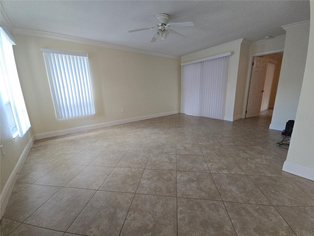 2606 29th Ave W Unit 12, Bradenton, FL 34205 - tiled spare room with ornamental molding and ceiling fan