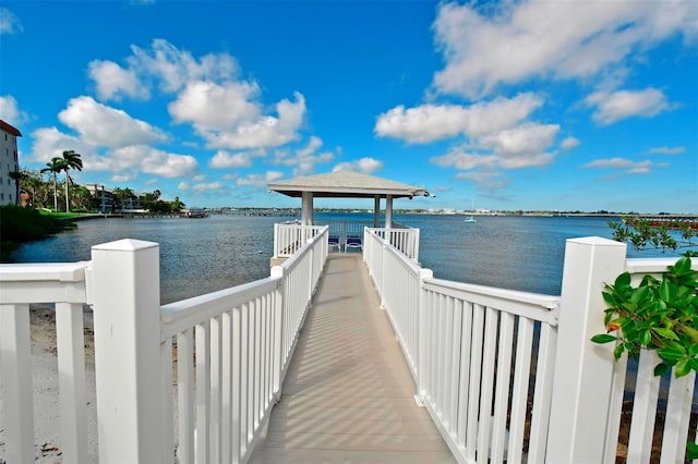1510 1st Ave W Unit 102, Bradenton, FL 34205 - dock area with a water view and a gazebo