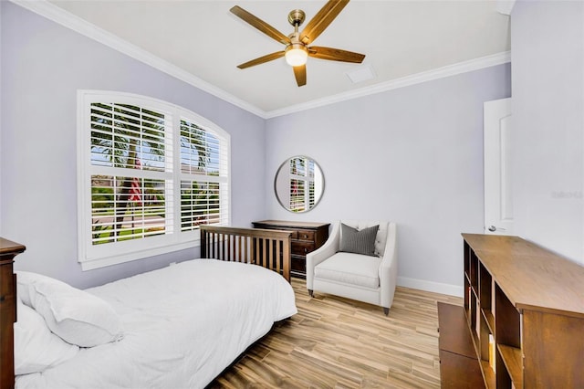 3379 Chestertown Loop, Bradenton, FL 34211 - bedroom featuring wood finished floors, ornamental molding, and ceiling fan