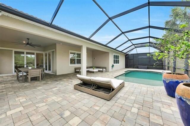 3379 Chestertown Loop, Bradenton, FL 34211 - swimming pool with a ceiling fan, a patio, and a lanai