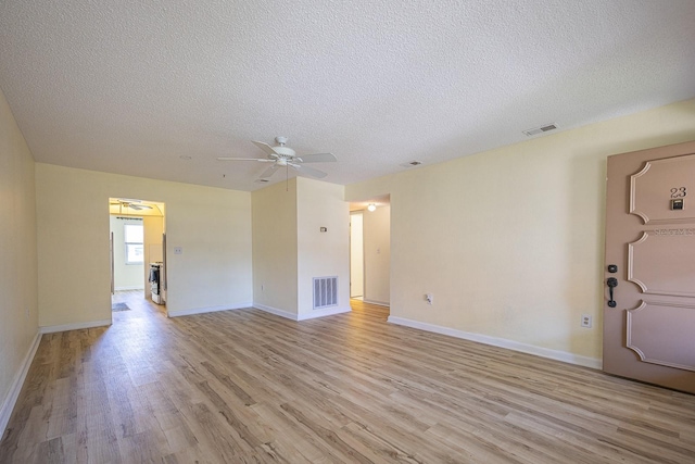 10037 62nd Ter N Unit 23, Saint Petersburg, FL 33708 - unfurnished living room with a textured ceiling, light wood-type flooring, and ceiling fan