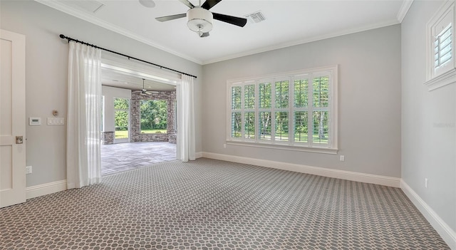 6050 Saddle Oak Trl, Sarasota, FL 34241 - unfurnished room featuring healthy amount of natural light, carpet floors, a ceiling fan, and crown molding