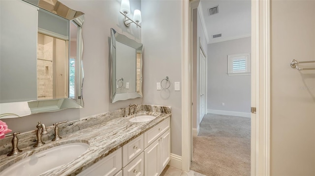 6050 Saddle Oak Trl, Sarasota, FL 34241 - bathroom with double vanity and crown molding