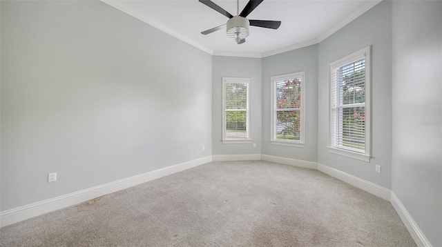 6050 Saddle Oak Trl, Sarasota, FL 34241 - spare room with crown molding, light carpet, and ceiling fan