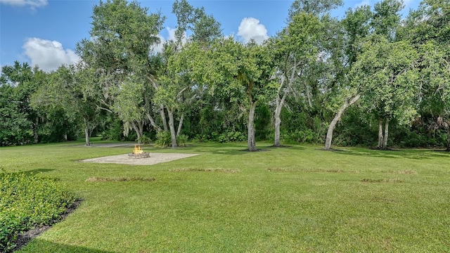 6050 Saddle Oak Trl, Sarasota, FL 34241 - view of grassy yard featuring a fire pit and view of scattered trees