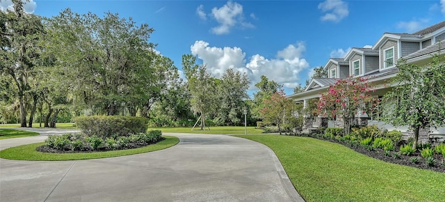 6050 Saddle Oak Trl, Sarasota, FL 34241 - surrounding community with a lawn and curved driveway