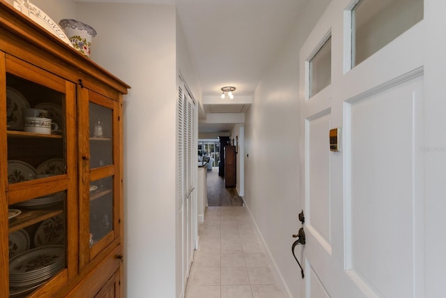 4414 Mount Vernon Dr Unit 1, Bradenton, FL 34210 - hallway with light tile patterned floors and attic access