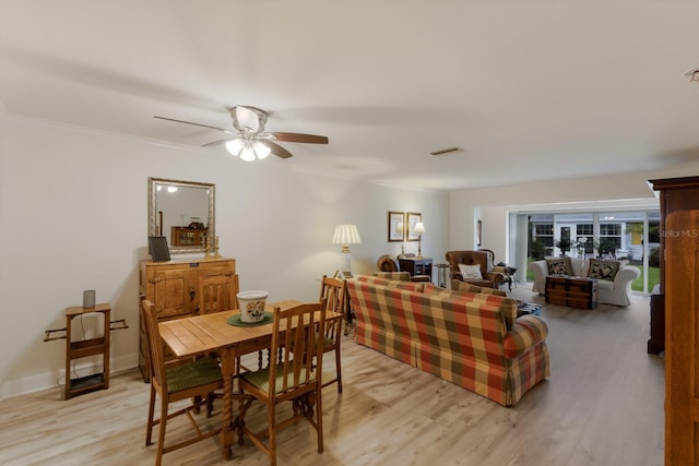 4414 Mount Vernon Dr Unit 1, Bradenton, FL 34210 - dining area featuring a ceiling fan and light wood-type flooring