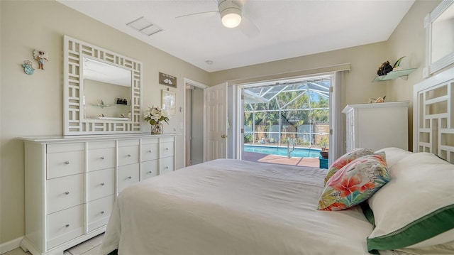 5524 Antilles Dr, Sarasota, FL 34231 - bedroom with access to exterior and ceiling fan